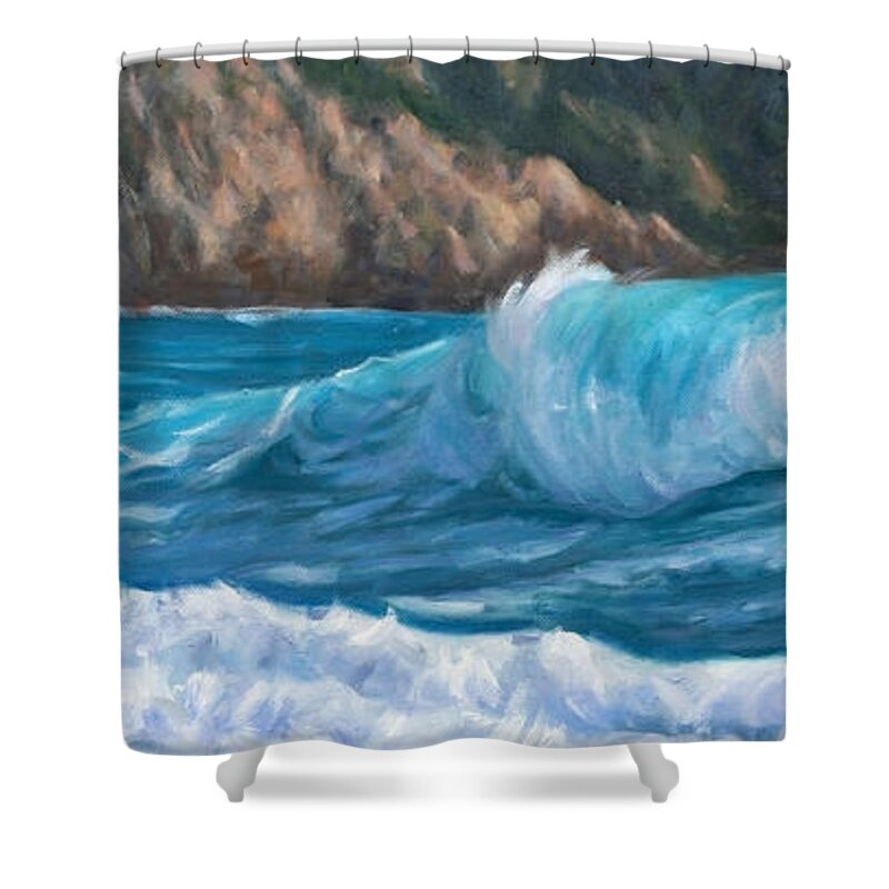 Sea Shower Curtain featuring the painting Wild Waves by Marco Busoni