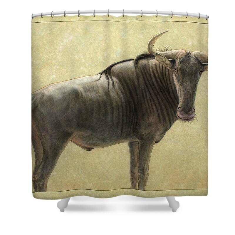 Wildebeest Shower Curtain featuring the painting Wildebeest by James W Johnson