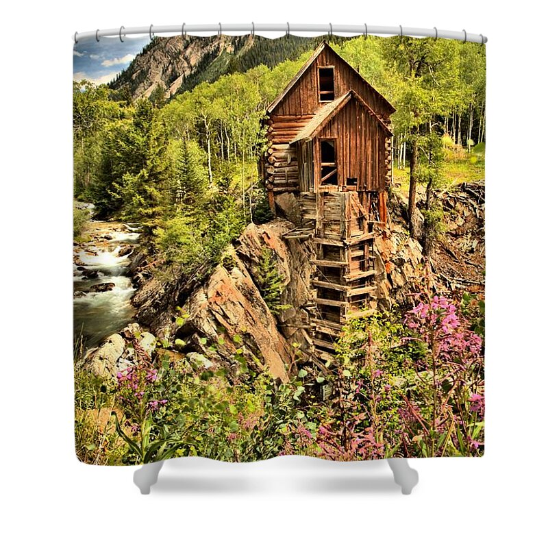 Crystal Colorado Shower Curtain featuring the photograph Wildflowers And History by Adam Jewell