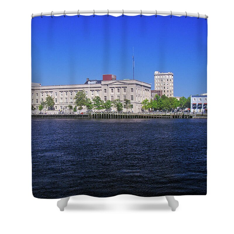 Photography Shower Curtain featuring the photograph Wilmington, Nc Skyline by Panoramic Images