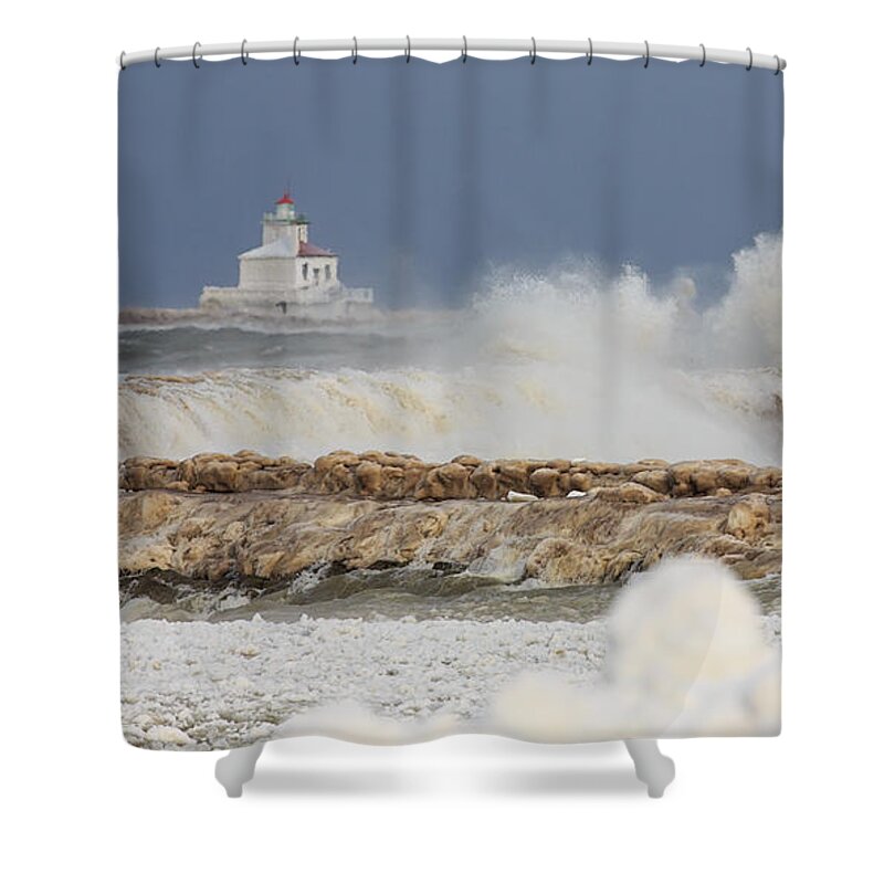 Lighthouse Shower Curtain featuring the photograph Wind and Ice by Everet Regal