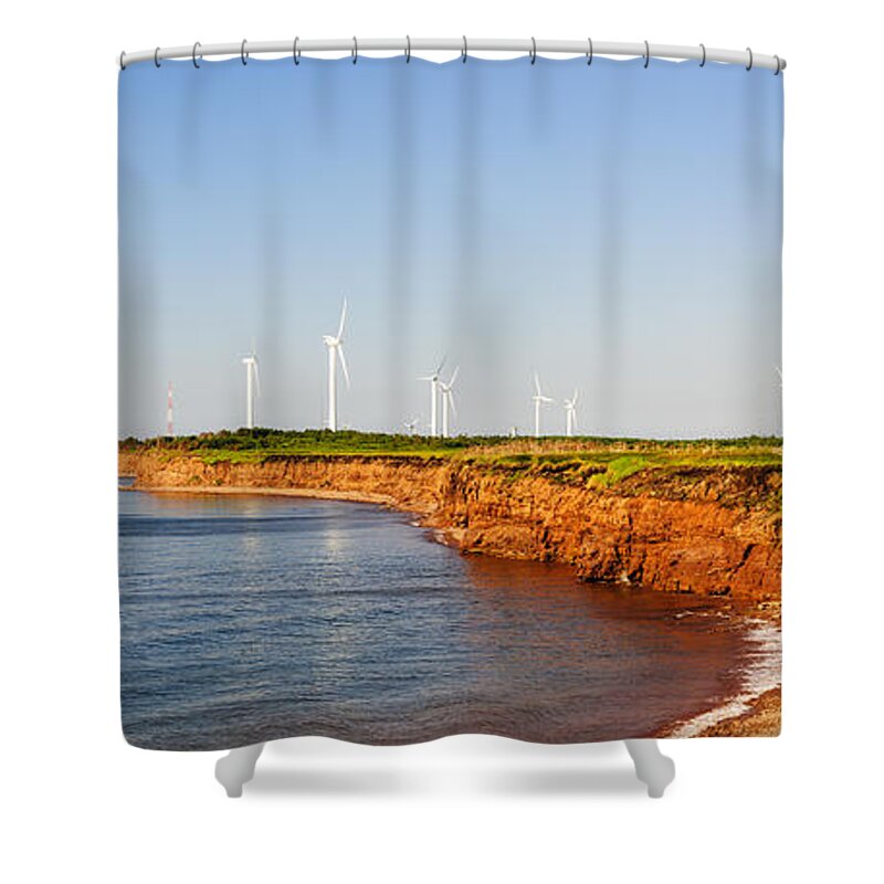 Windmills Shower Curtain featuring the photograph Wind turbines on atlantic coast 2 by Elena Elisseeva