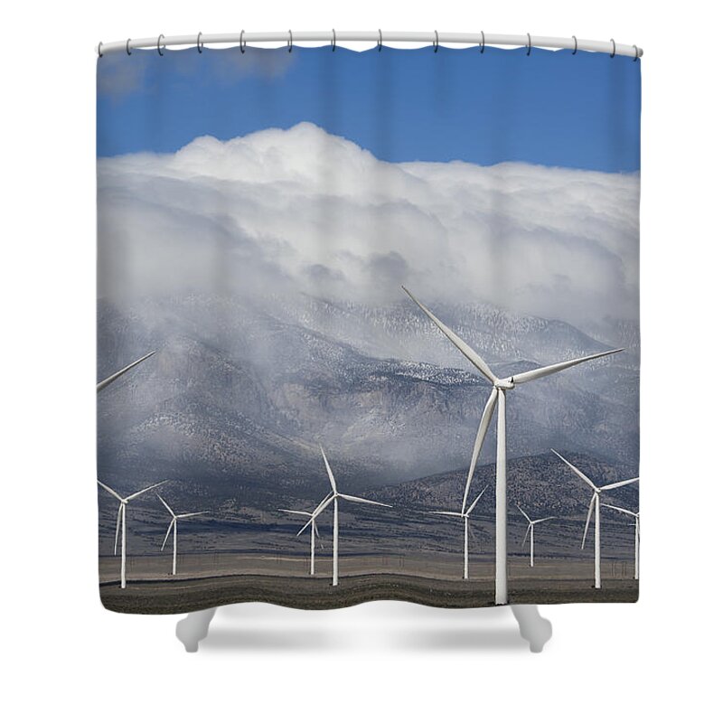 Kevin Schafer Shower Curtain featuring the photograph Wind Turbines Schell Creek Range Nevada by Kevin Schafer