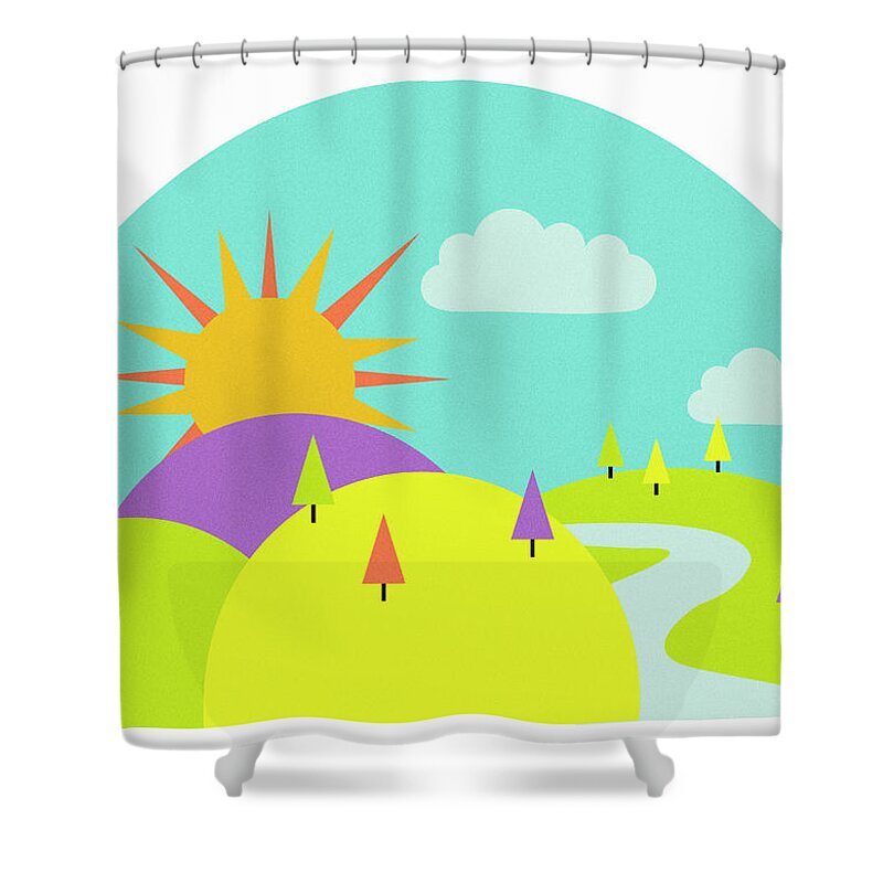 Attractive Shower Curtain featuring the photograph Winding Path In Rolling Landscape by Ikon Ikon Images