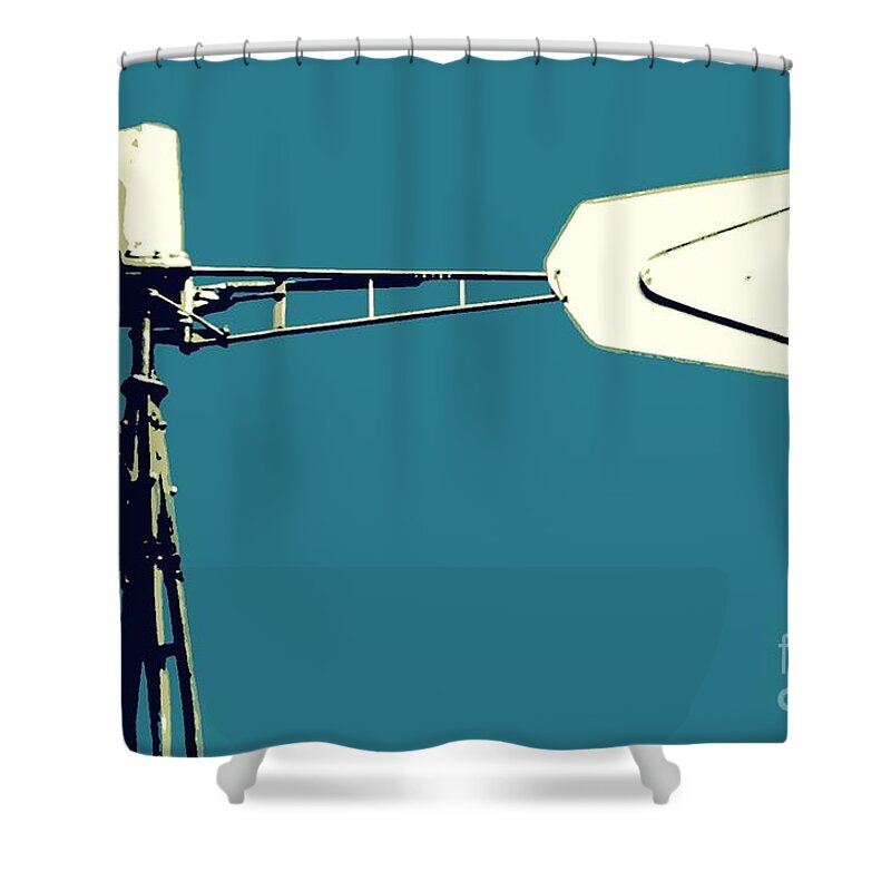 Blue Shower Curtain featuring the digital art Windmill 2 by Valerie Reeves