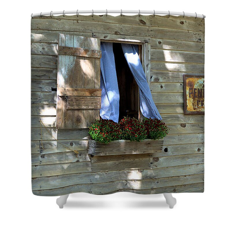 2631 Shower Curtain featuring the photograph Window and Flowerbox by Gordon Elwell