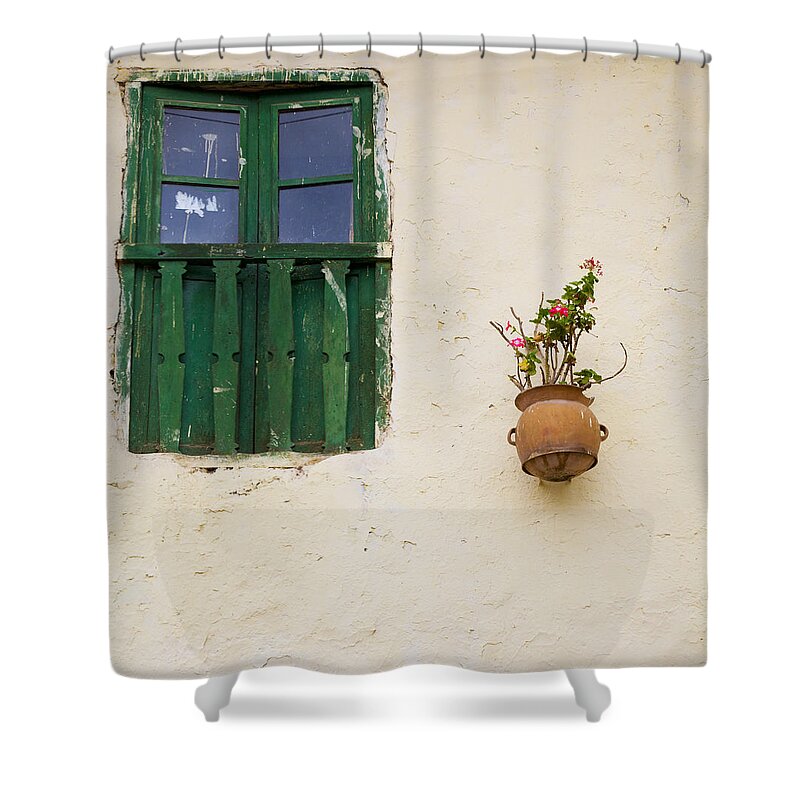 Window Shower Curtain featuring the photograph Window and flowers by Alexey Stiop