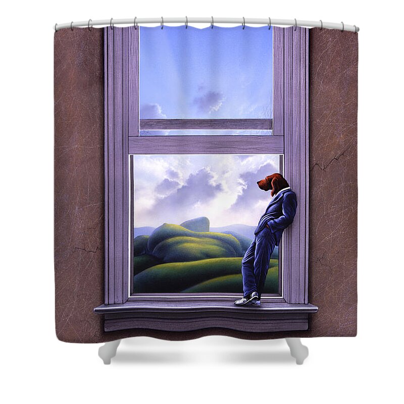 Surreal Shower Curtain featuring the painting Window of Dreams by Jerry LoFaro