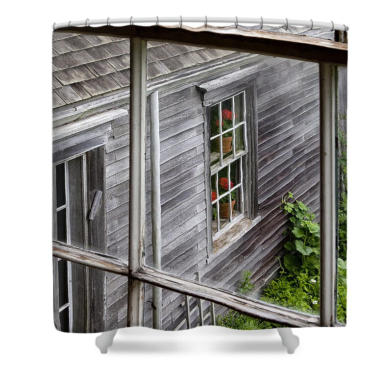 Rustic Shower Curtain featuring the photograph Window View - number two by Paul Schreiber
