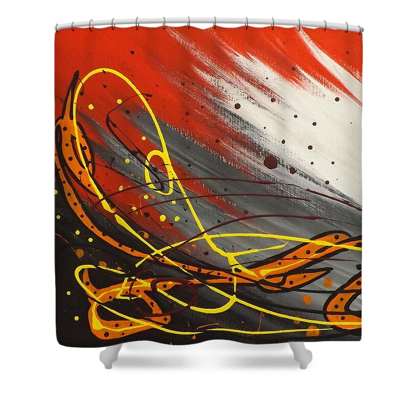 Windsurfer Shower Curtain featuring the painting Windsurfer Left by Darren Robinson