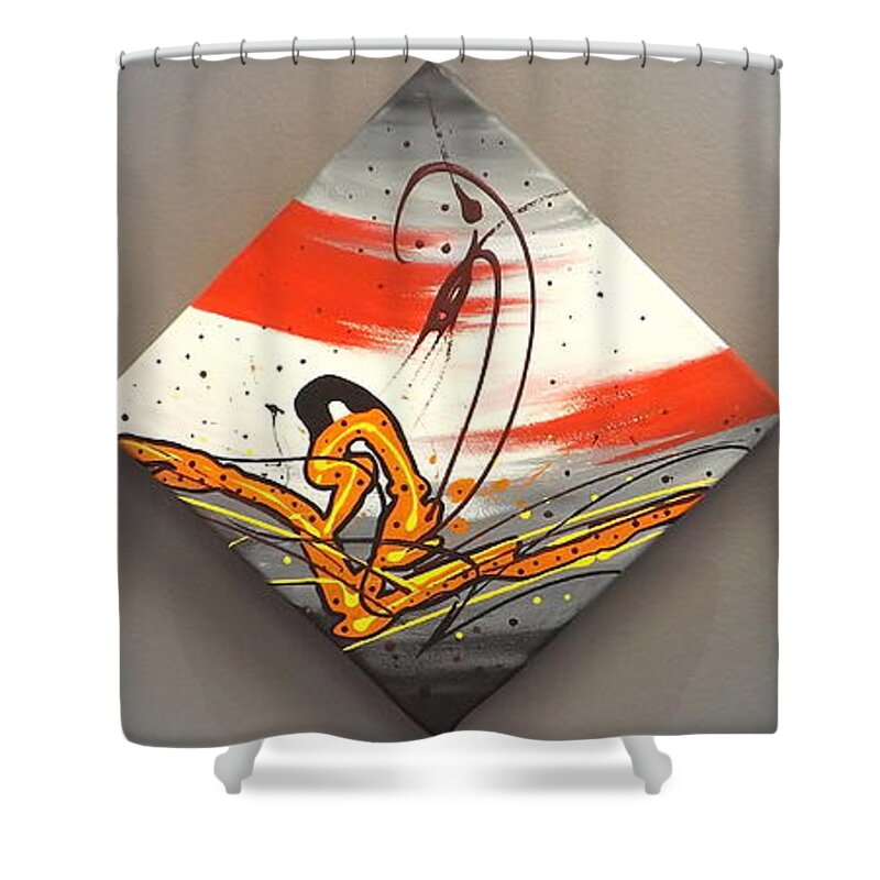 Windsurfer Shower Curtain featuring the painting Windsurfer Spotlighted by Darren Robinson