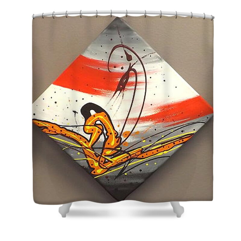 Windsurfer Shower Curtain featuring the painting Windsurfer Triptych by Darren Robinson