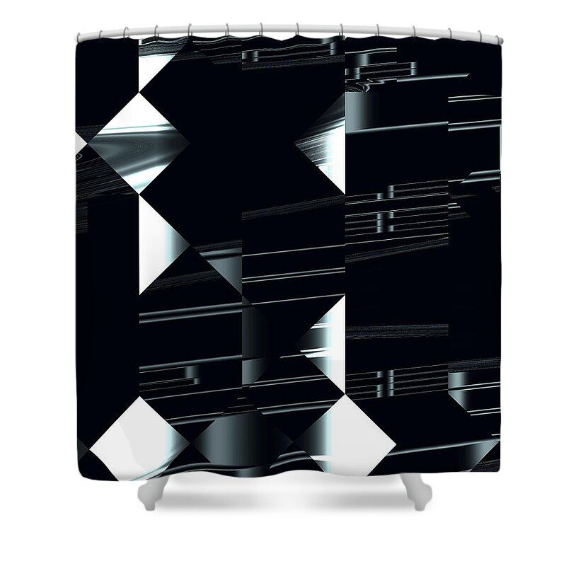 Black And White Shower Curtain featuring the digital art Windy Day on 4th Ave by Judi Suni Hall