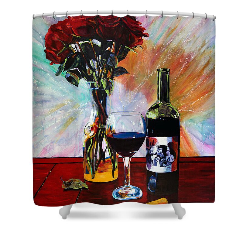 Roses Shower Curtain featuring the painting Wine and Roses by Steve Gamba