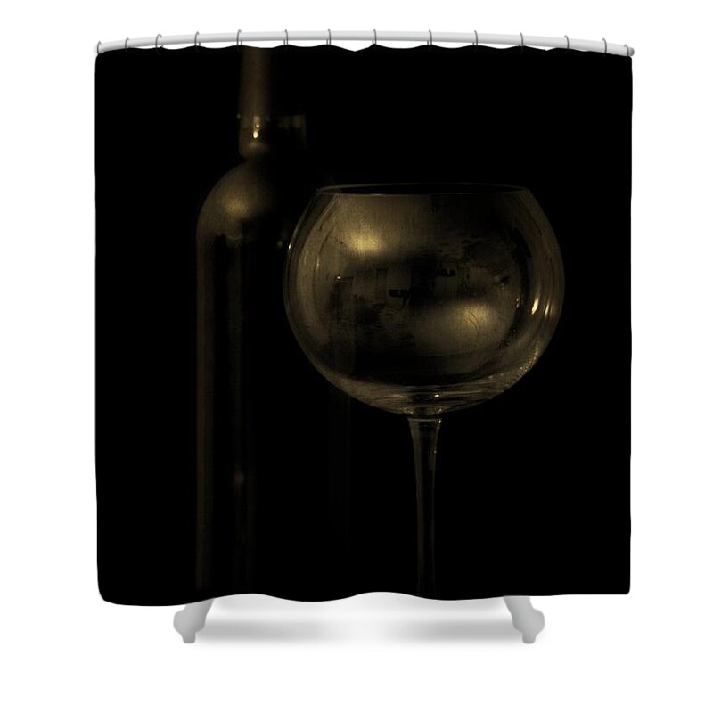 Wine Shower Curtain featuring the photograph Wine Bottle Still Life Deep Red by Edward Fielding