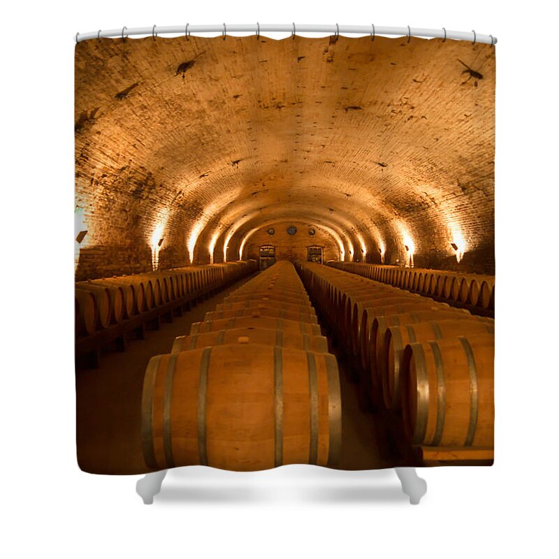 Wine Shower Curtain featuring the photograph Wine Cellar by Kent Nancollas