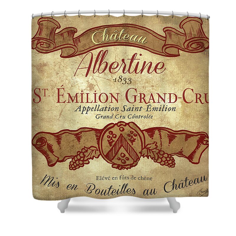 Wine Shower Curtain featuring the painting Wine Label Iv by Elizabeth Medley