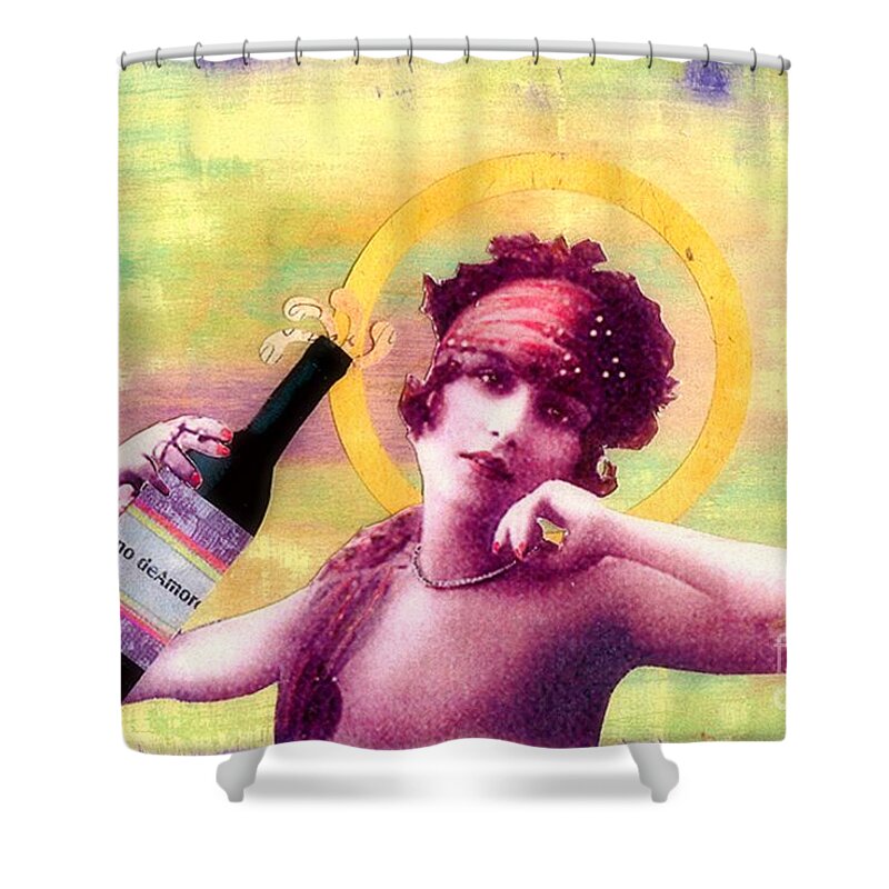 Vintage Shower Curtain featuring the painting Wine of Love by Desiree Paquette