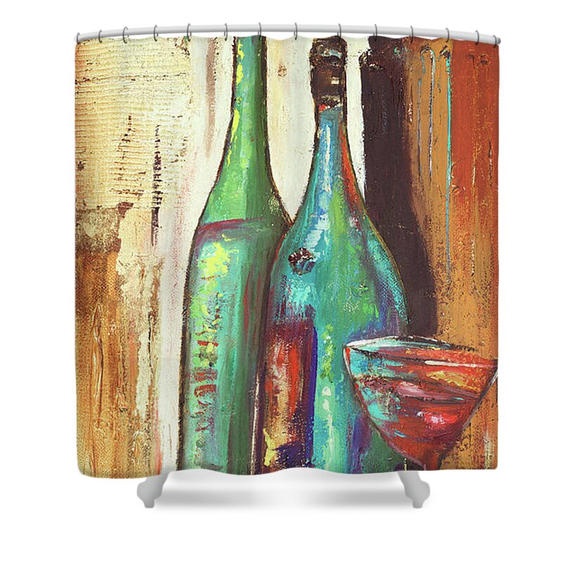 Wines Shower Curtain featuring the digital art Wines Over Gold II by Patricia Pinto