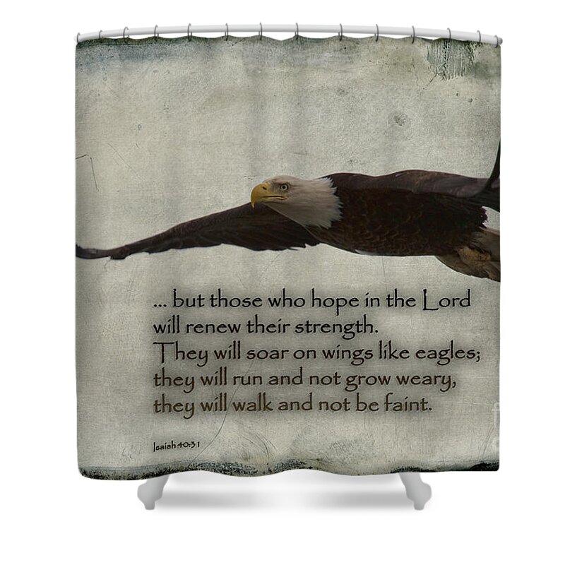 Bible Verse Shower Curtain featuring the photograph Wings Like Eagles by David Arment