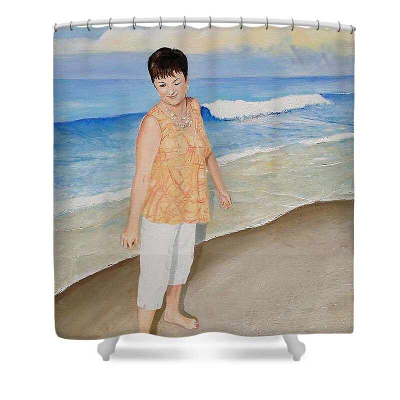 Seascape Shower Curtain featuring the painting Winking at the Sun by Alan Lakin