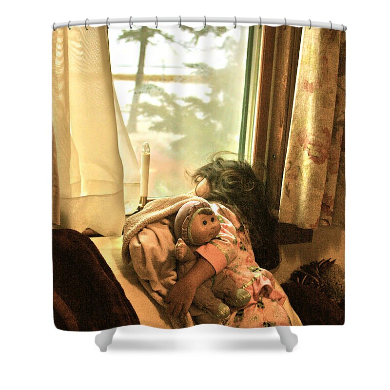 Girl Shower Curtain featuring the painting Winter 2013 by Carol Tsiatsios