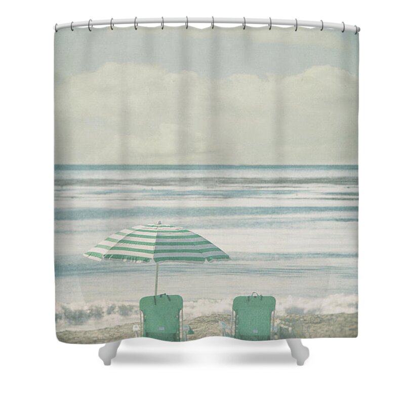 Tranquility Shower Curtain featuring the photograph Winter Beach Chairs by Denise Taylor