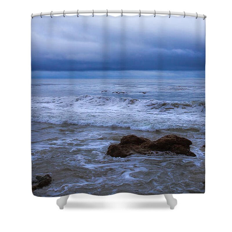 Beach Prints Shower Curtain featuring the photograph Winter Clouds Over The Beach Seascape Fine Art Photography Print by Jerry Cowart
