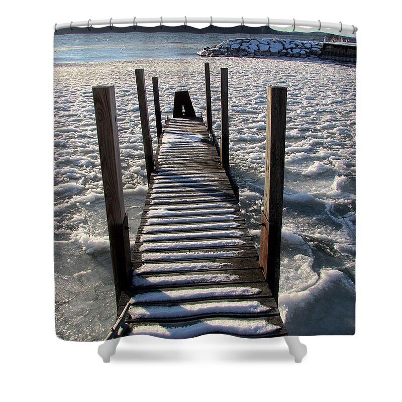 Winter Shower Curtain featuring the photograph Winter Dock by David T Wilkinson