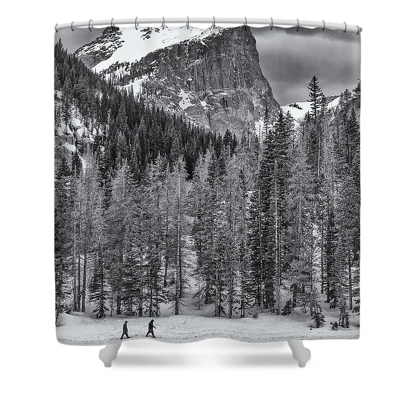Snow Shower Curtain featuring the photograph Winter Hike by Darren White