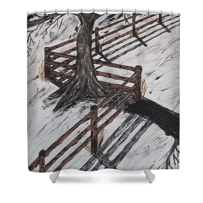  Shower Curtain featuring the painting Winter Moon Shadow by Jeffrey Koss