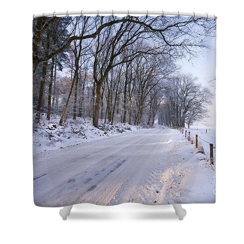 Landscape Shower Curtain featuring the photograph Winter Road by David Lichtneker
