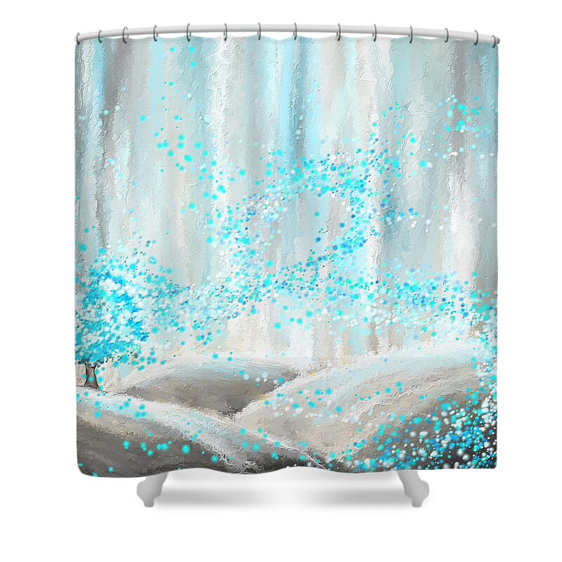 Blue Shower Curtain featuring the painting Winter Showers by Lourry Legarde