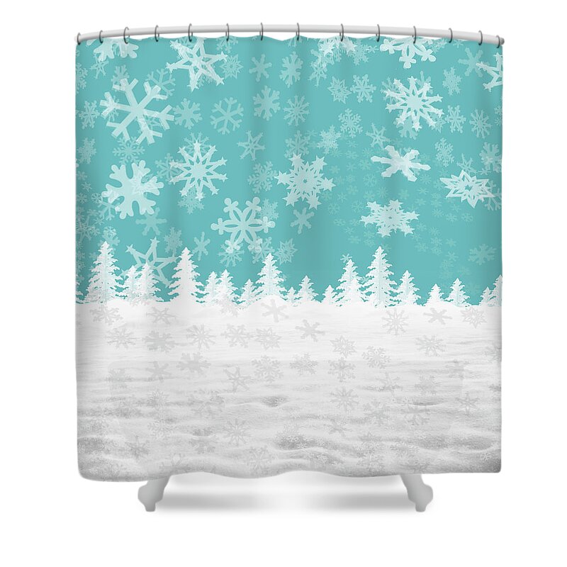 Scenics Shower Curtain featuring the digital art Winter Snowscape Made From Paper And by Andrew Bret Wallis