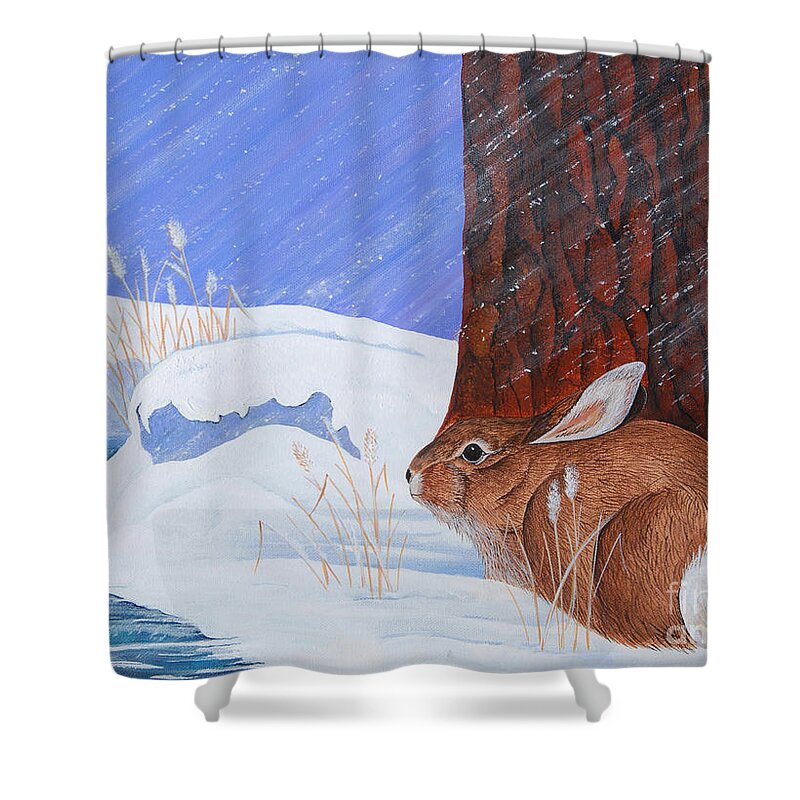Bunny Shower Curtain featuring the painting Winter Storm Approaching by Jennifer Lake