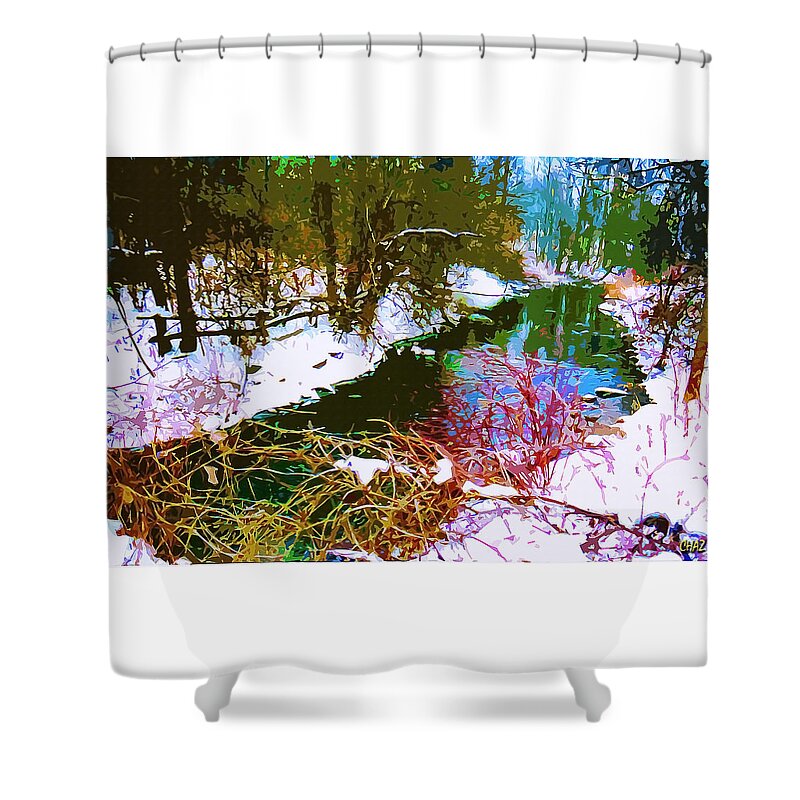 Winter Shower Curtain featuring the painting Winter Stream by CHAZ Daugherty