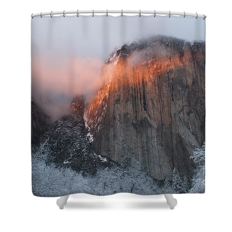Yosemite Shower Curtain featuring the photograph Winter Sunset on El Capitan by Christine Jepsen