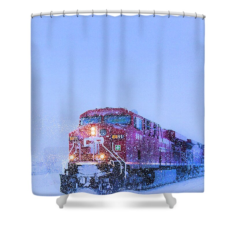 Train Shower Curtain featuring the photograph Winter Train 8811 by Theresa Tahara