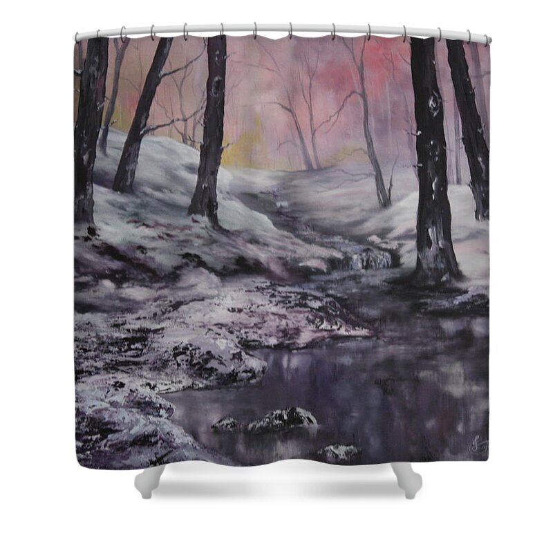 Cannock Chase Forest Shower Curtain featuring the painting Winter Wonderland by Jean Walker