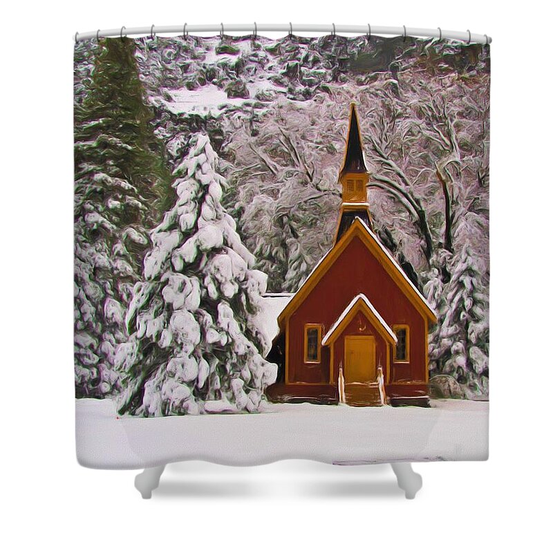 Alpine Shower Curtain featuring the photograph Winter Yosemite Chapel by Heidi Smith