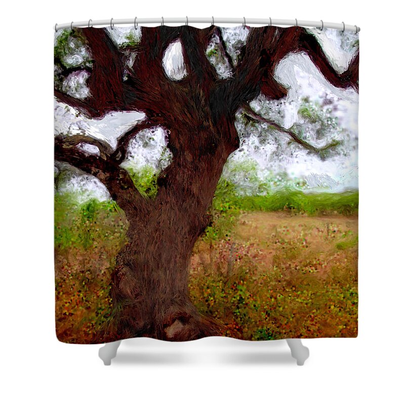 Tree Shower Curtain featuring the painting Wise Old Tree by Daniel Adams by Daniel Adams