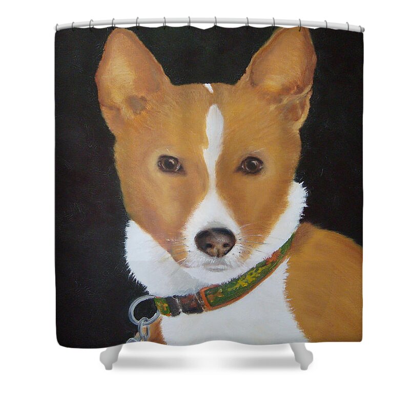 Dog Shower Curtain featuring the painting Wishbone by Karen Coggeshall