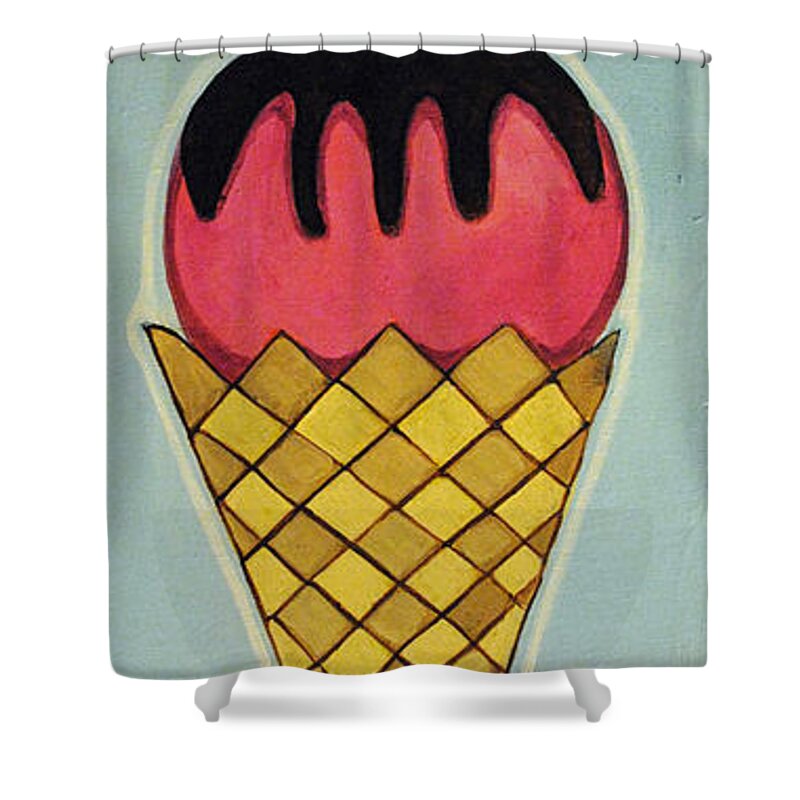 Ice Cream Signs Shower Curtain featuring the painting With a Cherry on Top by Patricia Arroyo
