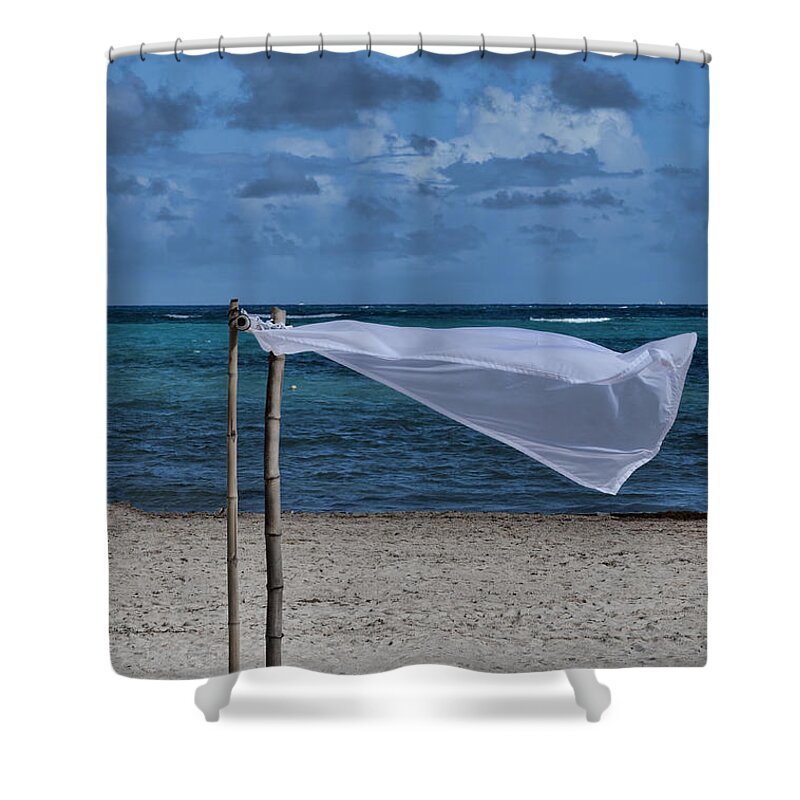 Cotton Shower Curtain featuring the photograph With The Wind by Judy Wolinsky