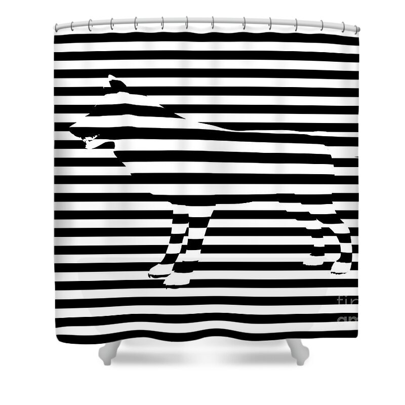 Abstract Shower Curtain featuring the painting Wolf optical illusion by Pixel Chimp