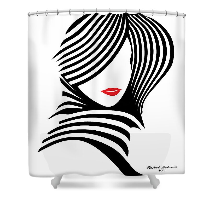 Black And White Shower Curtain featuring the digital art Woman Chic in Black and White by Rafael Salazar