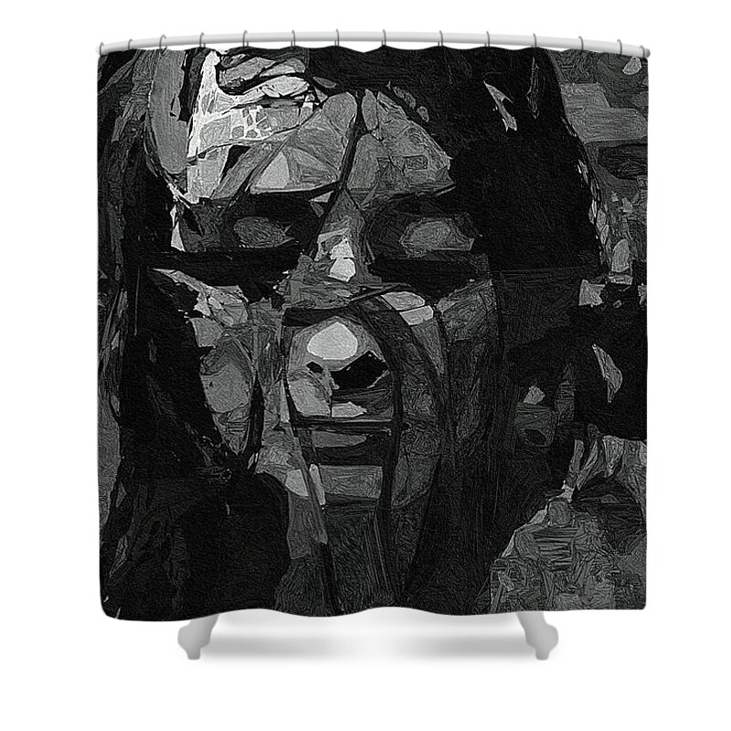 Woman Shower Curtain featuring the painting Woman in Serenity by Inspirowl Design
