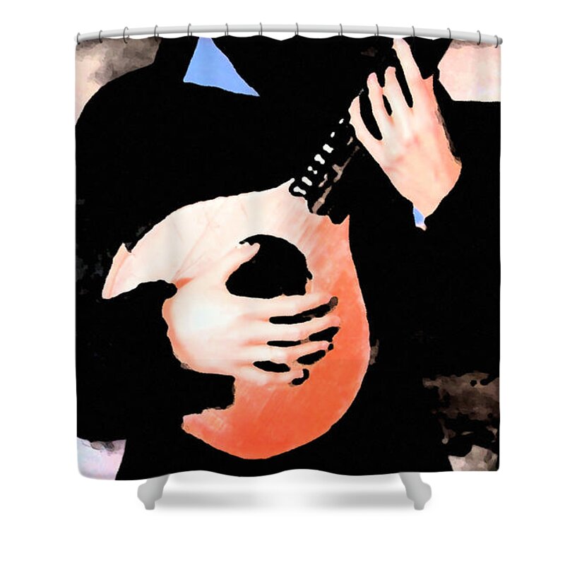 Colette Shower Curtain featuring the painting Women With Her Guitar by Colette V Hera Guggenheim