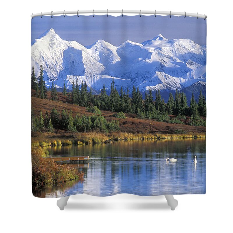 Alaska Range Shower Curtain featuring the photograph Wonder Lake in the Fall by Arterra Picture Library