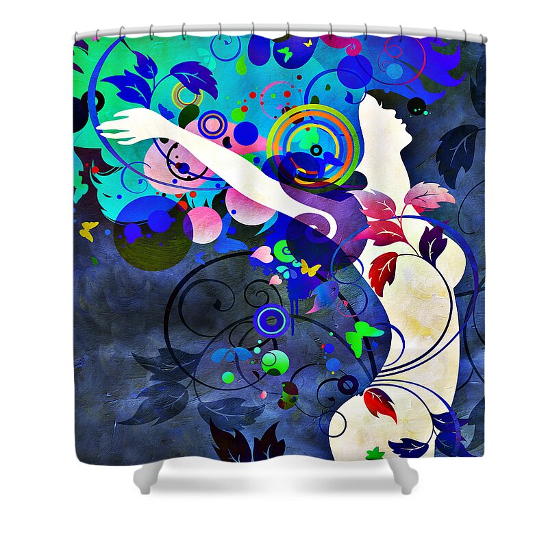 Amaze Shower Curtain featuring the mixed media Wondrous Night by Angelina Tamez